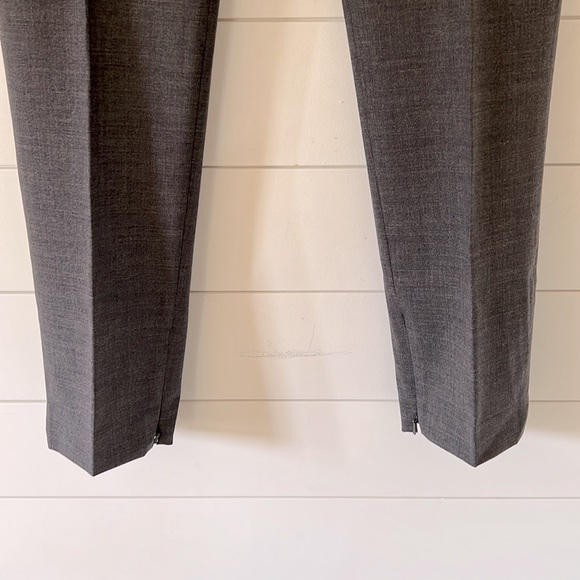 Vince Size 10 woman cool wool blend pants with leather trim and ankle zip - Picture 4 of 13